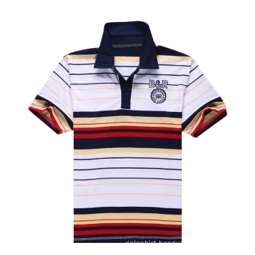 100% Cotton Stripe Pique Polo Shirt